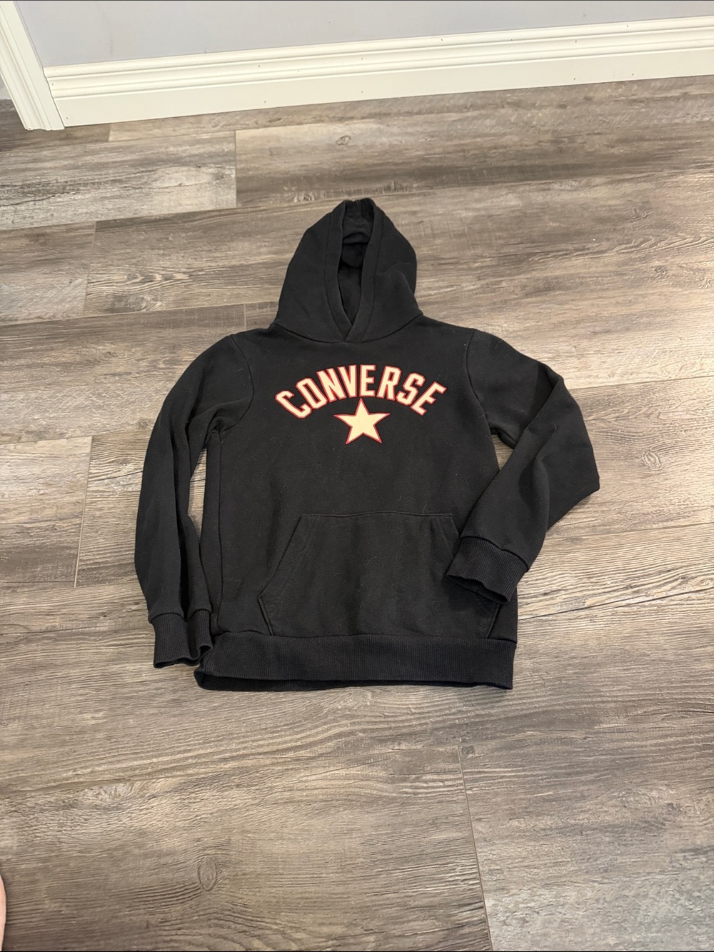 Converse Black Hoodie with Red-Trim Logo and Star